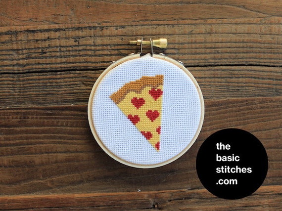 Valentine/'s Ornament Cross Stitch Pattern pizza love