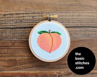 Cross Stitch Pattern - Mini Ornament - new peach emoji