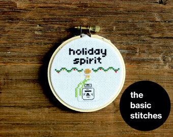 Cross Stitch Pattern - Christmas Ornament - little holiday spirit - tequila