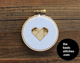 Cross Stitch Pattern - Valentine's Ornament - burrito love