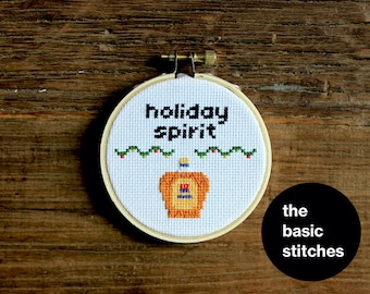 Cross Stitch Pattern - Christmas Ornament - little holiday spirit - cdn whiskey