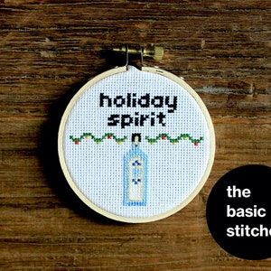 Cross Stitch Pattern - Christmas Ornament - little holiday spirit - blue gin