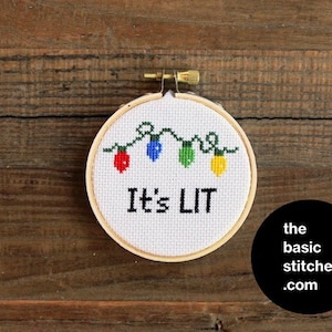 Cross Stitch Pattern Christmas Ornament It's LIT image 1