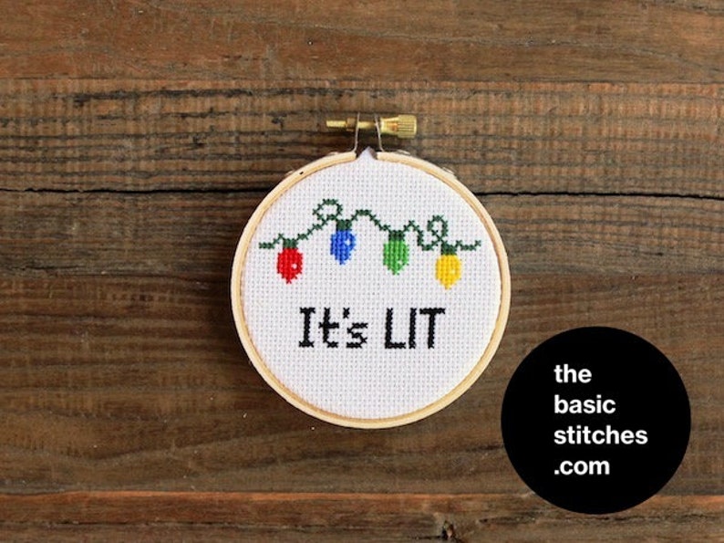 Cross Stitch Pattern Christmas Ornament It's LIT image 1