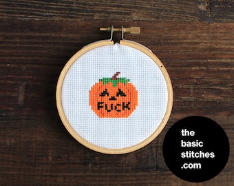 Cross Stitch Pattern - Mini Ornament - f*ck pumpkin