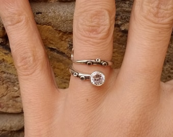 Octopus Tentacle Ring | Kraken Ring | Cthulhu Lovecraft Ring | Engagement Ring | White Topaz Gemstone Ring | November Birthstone Ring