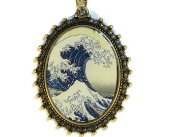 The Great Wave Necklace | Hokusai Pendant | Japanese Style Jewelry | Japanese Woodblock Art | The Great Wave off Kanagawa | Pop Culture Art