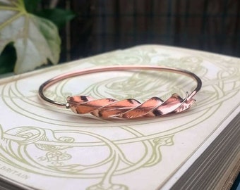 Twisted Copper Bangle | Swirly Bangle | Deluxe Copper Jewelry | Handmade Elegant Bracelet | Celtic Torc Style Bangle