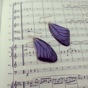Real Butterfly Wing Earrings | Purple Lavender Butterfly | Statement Earrings | Birthday Gift for Friends | Magical Fairy Earrings