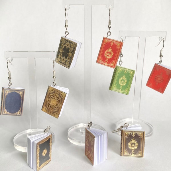 Mini Book Earrings | real paper | book lover | nerdy jewelry | reading