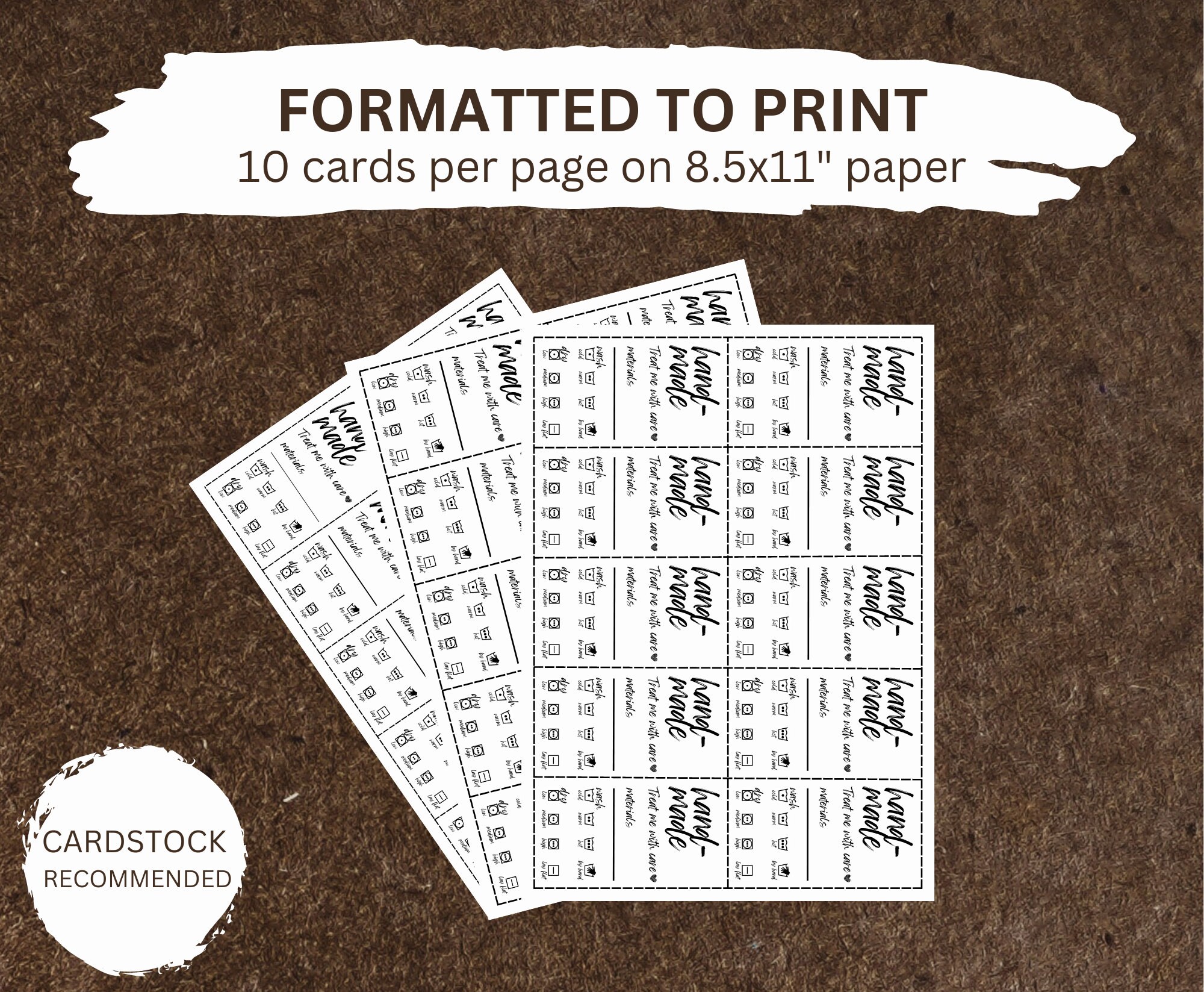 DIGITAL DOWNLOAD Printable Care Cards for Handmade Items - Etsy