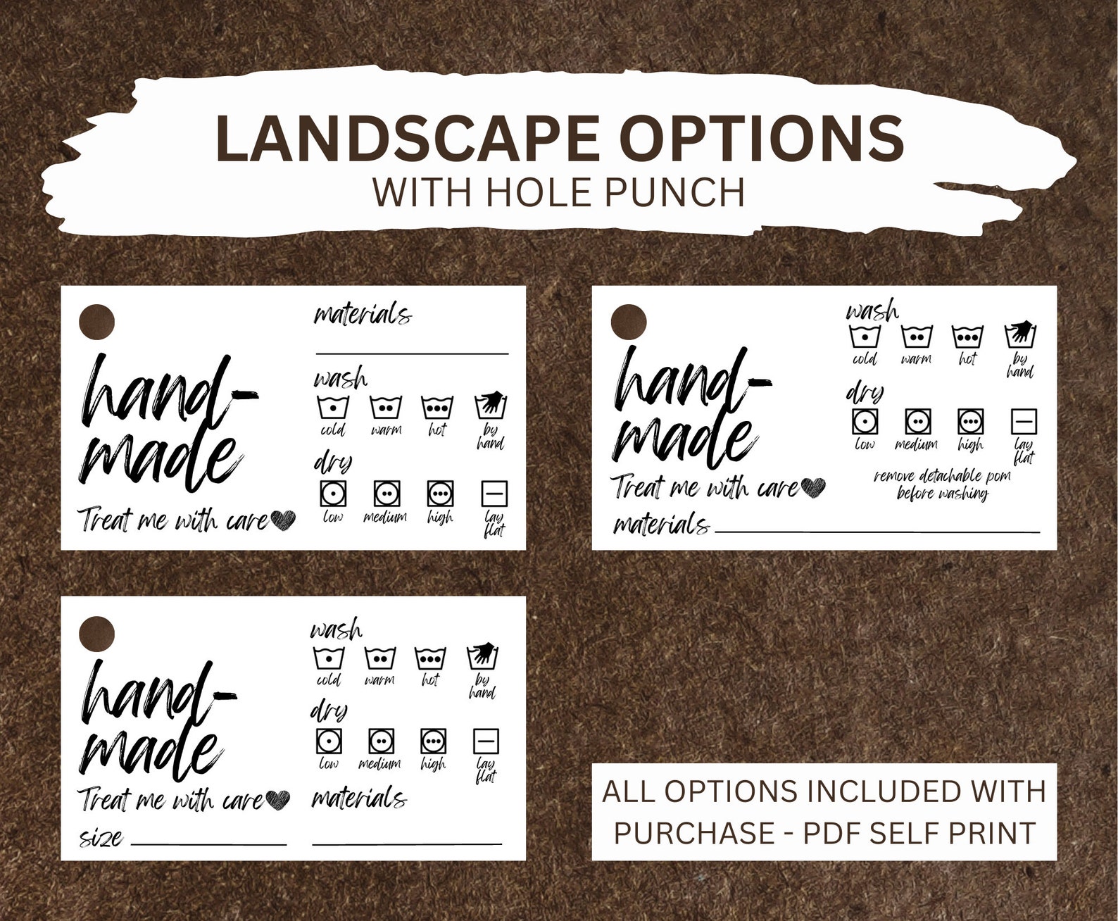 DIGITAL DOWNLOAD Printable Care Cards for Handmade Items - Etsy