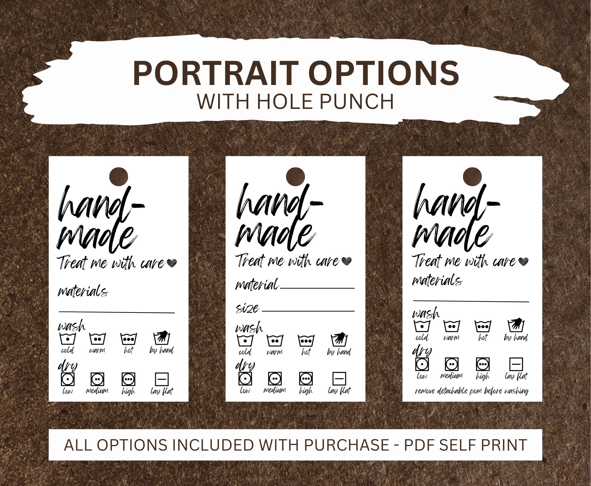 DIGITAL DOWNLOAD Printable Care Cards for Handmade Items - Etsy