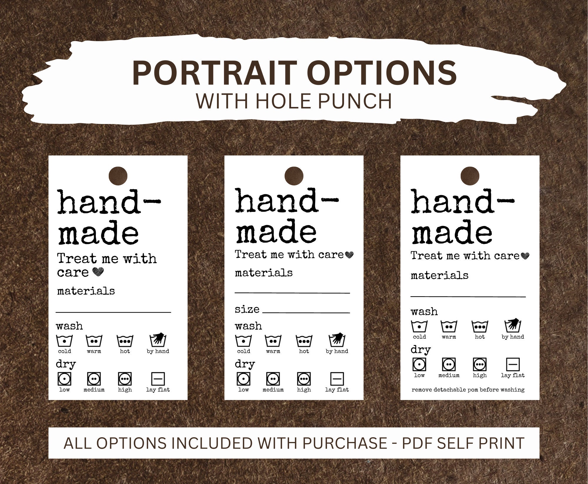 DIGITAL DOWNLOAD Printable Care Cards for Handmade Items - Etsy