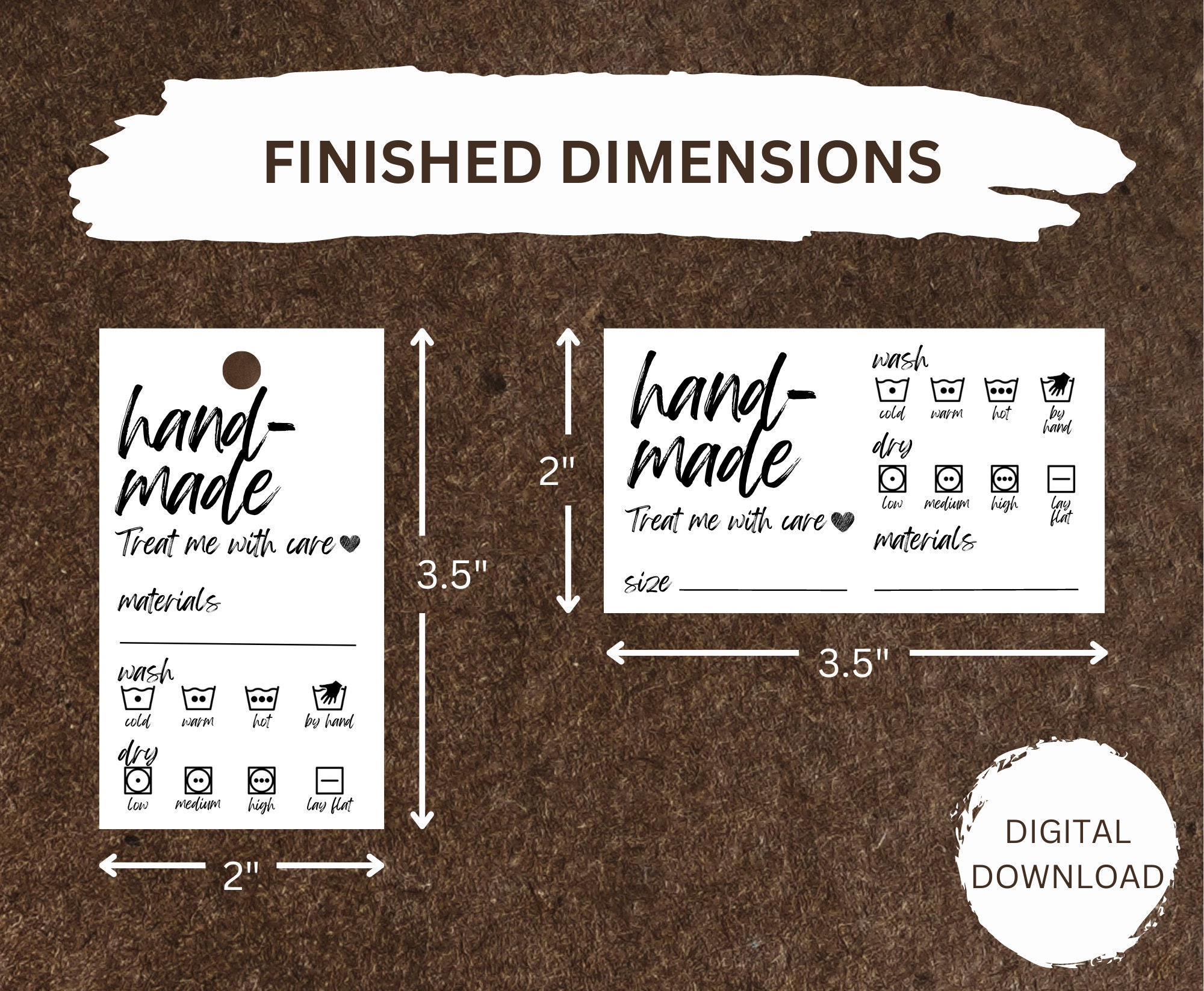 DIGITAL DOWNLOAD Printable Care Cards for Handmade Items - Etsy