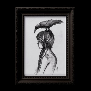 das Mädchen und der Rabe - Hexenkunst - Gothic-Kunst - Hexen-Wohnkultur - Gothic-Wohnkultur