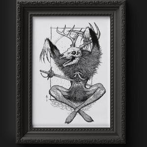 Wendigo - Dark art - horror art - gothic art - fantasy art - witch home decor - horror home decor - gothic home decor - art print