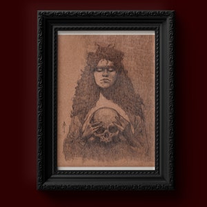 Tituba van Salem - Duistere kunst - hekserijkunst - occulte kunst - gotische kunst - gotische woondecoratie - heksenhuisdecoratie - kunstcadeau - kunstposter
