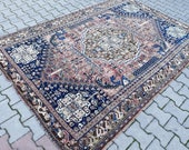 Terrific Turkish Oriental Handknotted 8 39 3 quot x5 39 9 quot Antique Oushak Rug,Mid Century Modern One of A kind Square Large Vintage Rug,Persian Rug