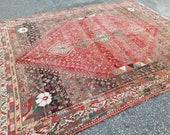 Terrific Turkish Oriental Handknotted 7 39 8 quot x8 39 5 quot Antique Oushak Rug,Mid Century Modern One of A kind Square Large Vintage Rug,Persian Rug