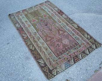 Vintage Oushak Rug, Turkish Oushak Rug, Oushak Rug, Kilim Rug, Kilim  5"x3'3"feet/153x102cm