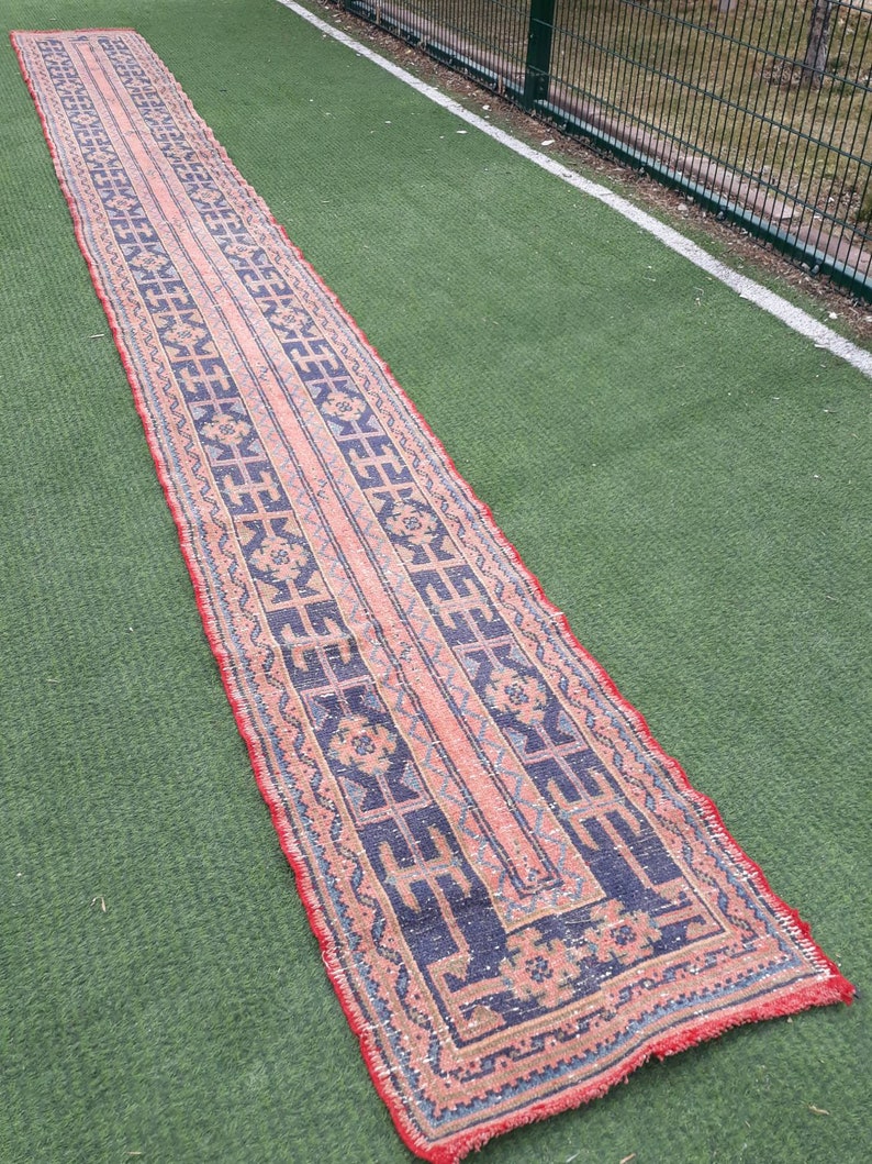 23'2"x2'2" Turkish Oushak Runner Rug, Kitchen Runner rug, Hallway Runner Rug, Vintage Runner Rug, RUNNER RUGSVINTAGEART,Kitchen Decor, Rug image 9