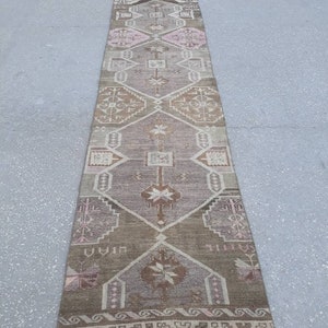 Turkisk Oushak-löpare, turkisk löpare, anatolisk löpare, halllöpare, turkisk löpare, köksmatta 14'6"x2'7"ft pastellfärgad matta, bild 10