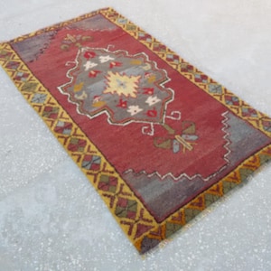 Tappeti vintage Oushak, 5&#39;5 &quot;x3&quot;piedi, tappeti turchi, tappeto di lana, tappeto di area, tappeti fatti a mano, tappeto antico, vita domestica, tappeto unico decorativo, tappeti