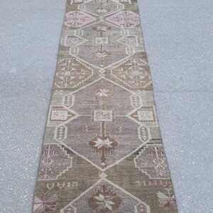 Turkisk Oushak-löpare, turkisk löpare, anatolisk löpare, halllöpare, turkisk löpare, köksmatta 14'6"x2'7"ft pastellfärgad matta, bild 2