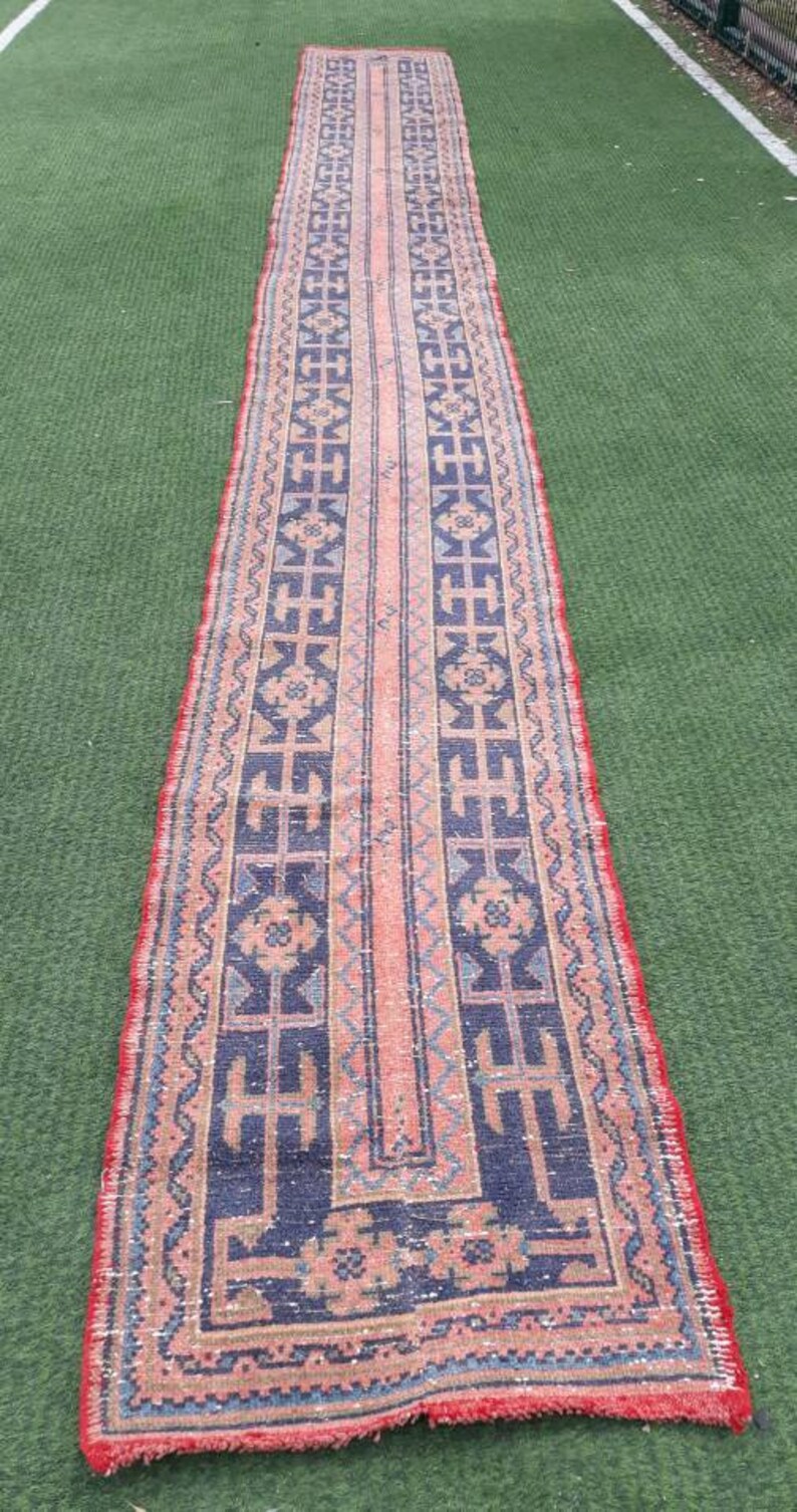 23'2"x2'2" Turkish Oushak Runner Rug, Kitchen Runner rug, Hallway Runner Rug, Vintage Runner Rug, RUNNER RUGSVINTAGEART,Kitchen Decor, Rug image 10