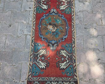 Alfombra turca vintage, alfombra oriental pequeña, alfombra turca con medallón, alfombra de entrada bohemia, decoración del hogar anatolia, alfombra de entrada vintage