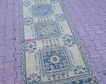 turkisk löparmatta, vintage löparmatta, oushak löparmatta, hallmatta, löparmatta, handvävd matta, lång löparmatta, heminredning 11,1 x 2,8 fot