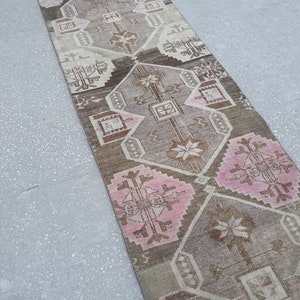 Turkisk Oushak-löpare, turkisk löpare, anatolisk löpare, halllöpare, turkisk löpare, köksmatta 14'6"x2'7"ft pastellfärgad matta, bild 5