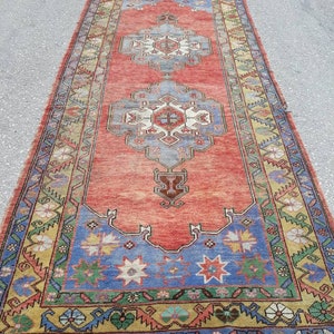 Runner Rug, Muted Colors Designer Rug Runner, Blue Runner, Turkish Wide Runner, Tropical Oushak Large Runner, 11.8 x 4.9 ft Free Shipping image 5