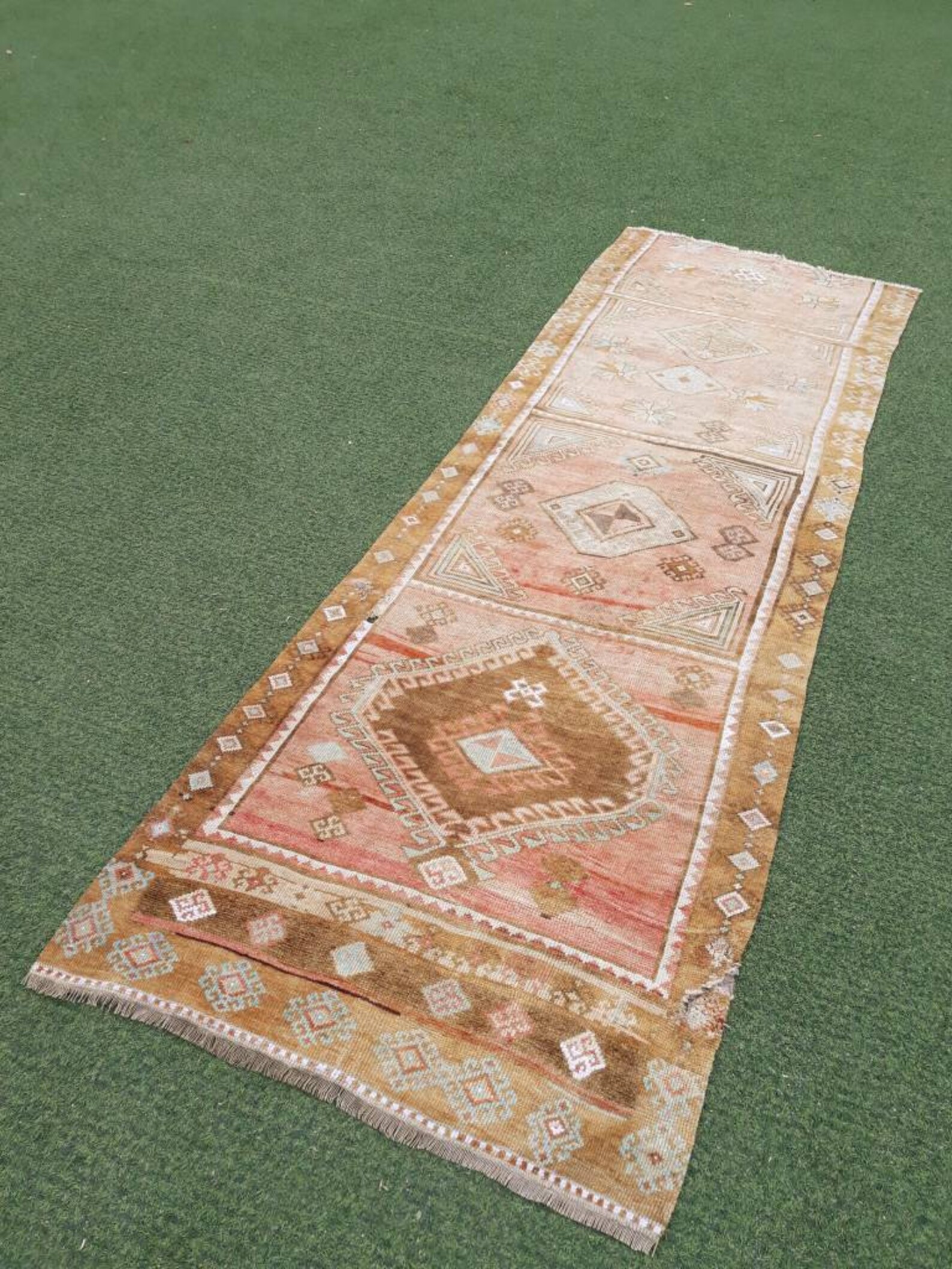 Vintage Runner Rug Low Pile Pale Runner Rug Hallway Rug Etsy España