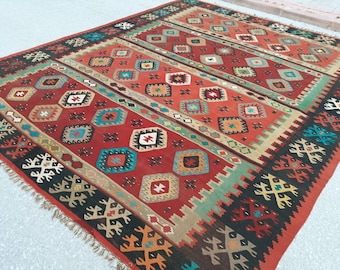 Decorative Vintage kilim Rug, Turkish Kilim Rug, Flatweave kilim, kilim Rug, Turkish Rug, 12'1"x9'7"ft kelim,kilim Rug, 370x298cm large