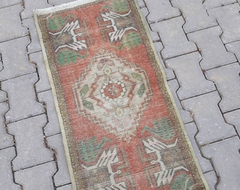 Alfombra turca, Alfombra Oushak, Alfombra Vintage, Alfombra Pequeña, Alfombra de Entrada, Alfombra de Elegancia de Puerta, Alfombra Rústica, Alfombra Verde, Rug Boho, Azteca, 3'2"x1'6" pies