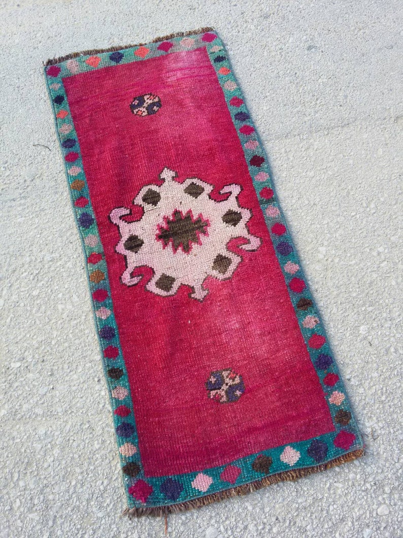 Oushak Small Rug, Vintage Small Rug, Turkish Small Rug, Yastık, Small Rug, Doormat Rug, Floor Rugs, Home Living 1'6