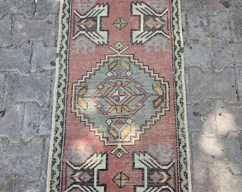 Alfombra turca vintage, alfombra oriental pequeña, alfombra pequeña de pelo corto, alfombra turca para área, alfombra vintage para entrada, 3.1 x 1.8 pies