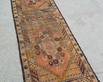 Turkisk löparmatta, Oushak löparmatta, Vintagemattor, Hemmaliv, Oushakmattor, Anatoliska löpare, 10" x 2'8" fot, 307 x 88 cm, Löparmattor