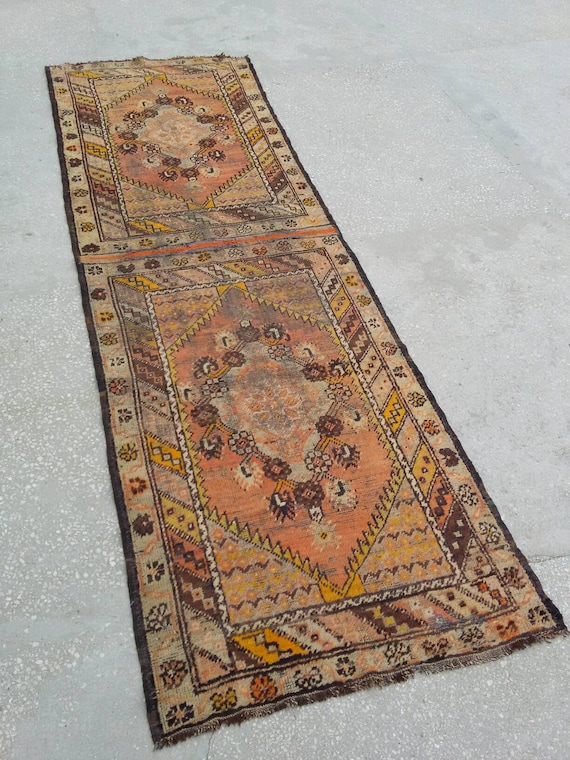 Turkish Runner Rug, Oushak Runner Rug, Vintage Rugs, Home Living, Oushak Rugs,Anatolian Runners,10" X 2'8"feet,307 X 88 cm, Runner Rugs