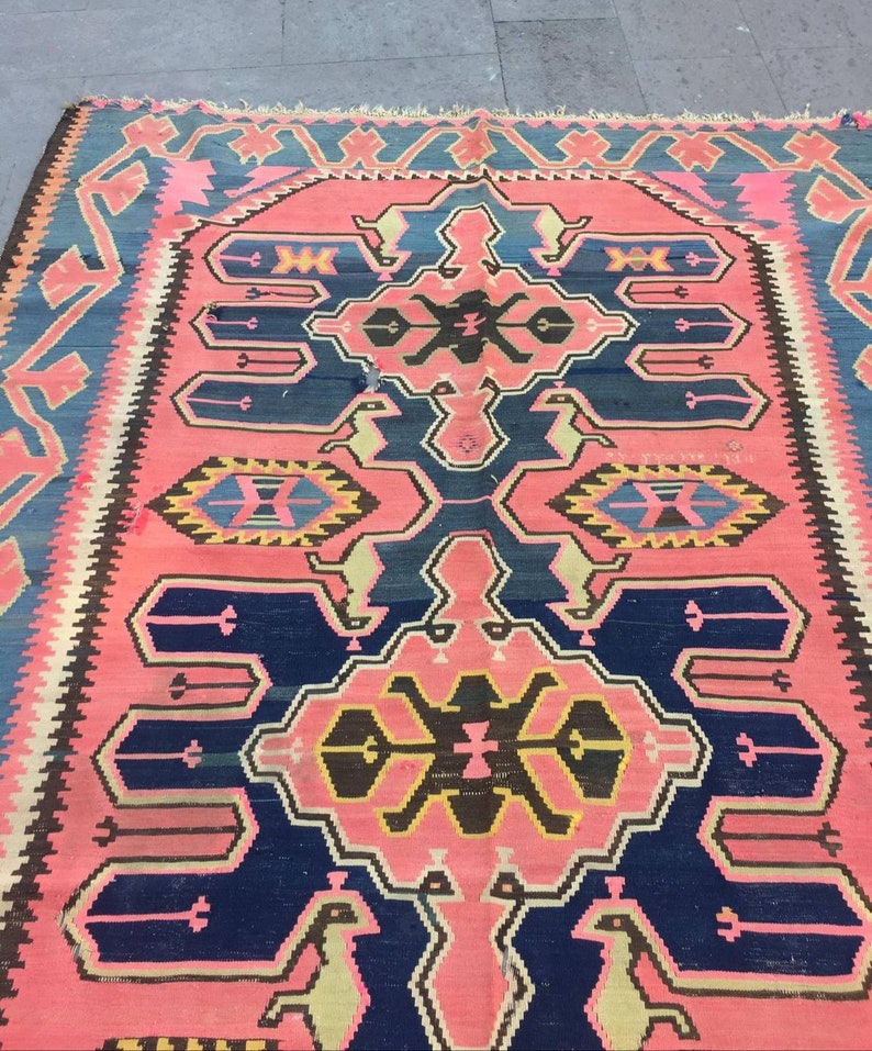 Kilim Rug Vintage Kilim Rug Oushak Kilim Rug Etsy