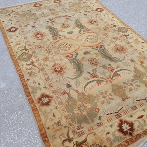 Oushak Rug Vintage Turkish Rug Large Oushak Rug Vintage Anatolian Rug Handmade Oushak Rug Wool Rugs 8.3 x 5.5 ft/ 255 x 168 cm