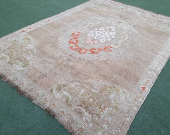 Alfombra vintage grande, alfombra neutra de colores suaves, alfombra de área de lana hecha a mano, alfombra turca, alfombra de sala de estar, alfombra Etsy 11.4 x 7.9 pies / 348 x 243 cm