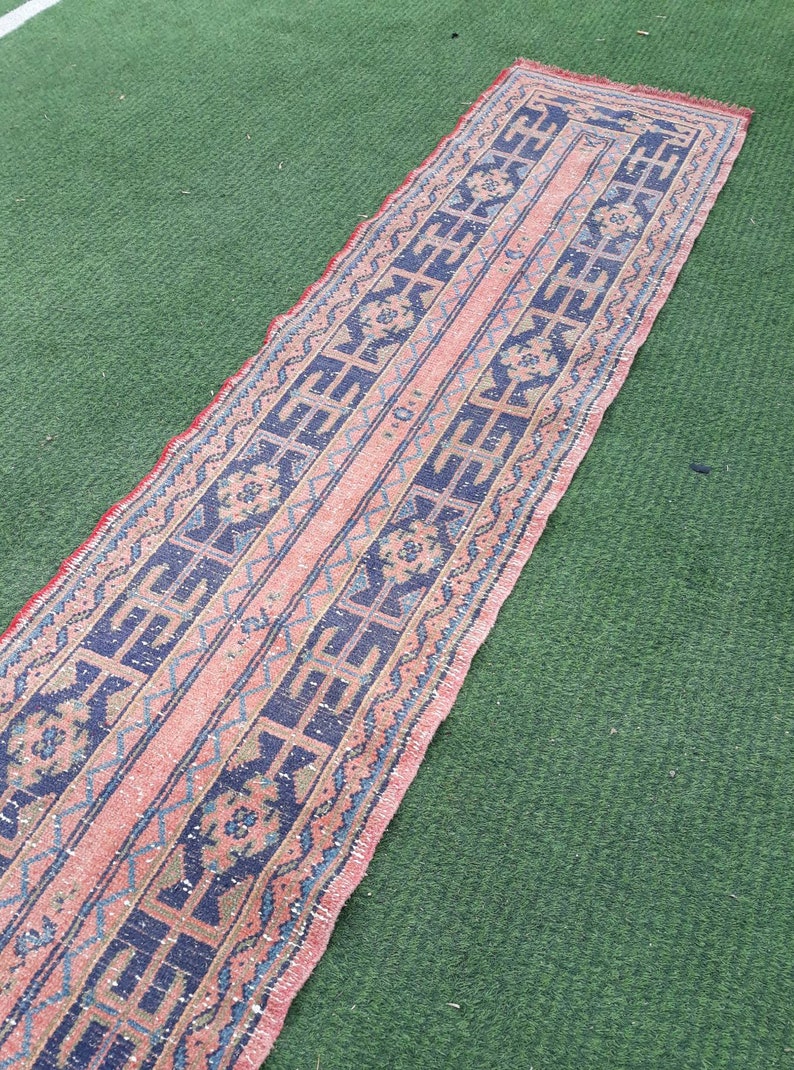 23'2"x2'2" Turkish Oushak Runner Rug, Kitchen Runner rug, Hallway Runner Rug, Vintage Runner Rug, RUNNER RUGSVINTAGEART,Kitchen Decor, Rug image 6