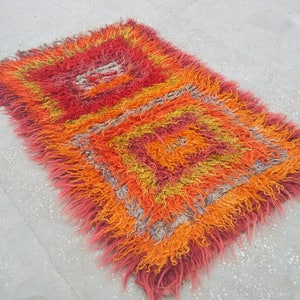 Long Pile Tulu Rug,Moroccan Style Flokati Rug,Shag Tulu Hand Knotted Rug, Angora Wool Colorful Shaggy Rug,Floor Rugs 4.7x3.ft/145x92cm