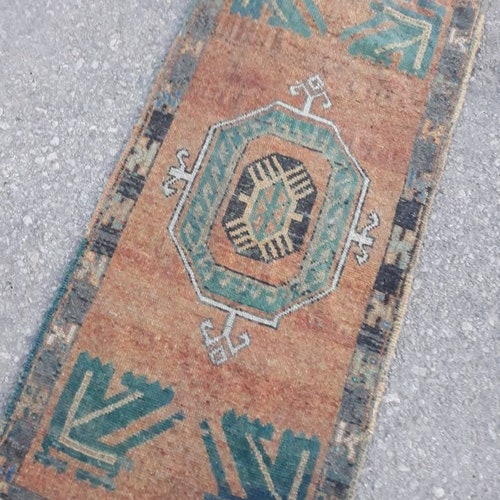 Door Mat Rug, Small Rug, Turkish Small Rug, Entryway Rug 3.6 x 1.5 feet Vintage Oushak Small Rug, shops Bedside Faded Rustic Bohemian Rug Small