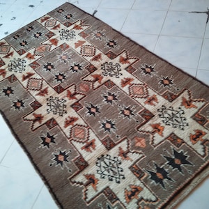 Turkish Tulu Rug,Vintage TuluRug,Oushak Tulu Rugs,Tulu Rugs,Home Living,Handmade Tulu Rug,6&#39;7&quot;X3&#39;7&quot;feet,205X115cm,Turkish Tulu,Vintage Tulu