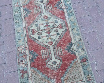 turkish vintage oushak runner rug,rustic home decor handwoven anatolian floor hallway rug, runner rug,kilim runner rug 4.7 x 2.2 ft/145x69cm