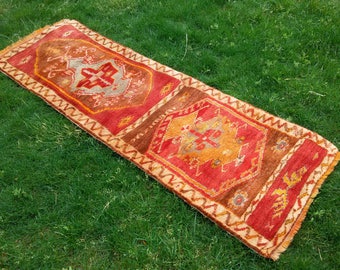Turecki dywan typu Runner, dywany vintage, dywan Oushak, salon, stary dywan anatolijski, dywan vintage, dywan podłogowy, 190 x 64 cm, dywan typu Runner